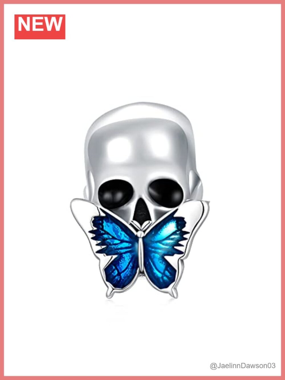 925 Sterling Silver Skull Butterfly Charm for Bracelets